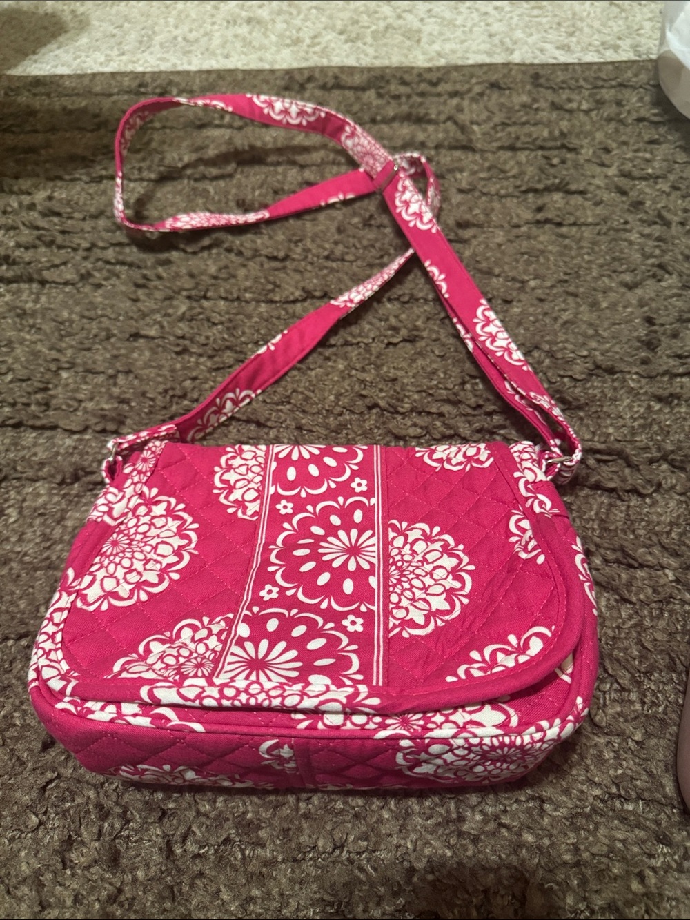 Pink Quilted Crossbody Bag